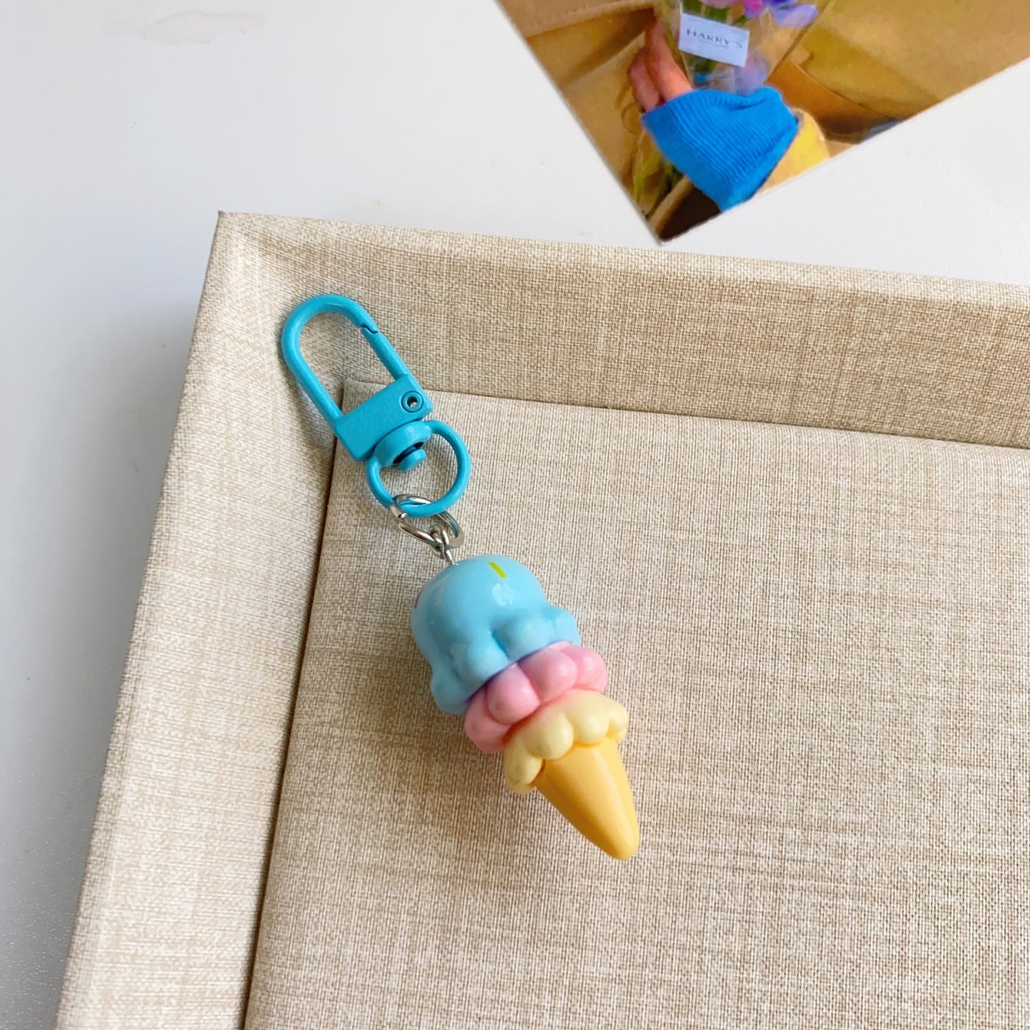 Cute Ice Cream Charm — Keychain & Bag Charm, Pairs with Custom Letter Lanyard