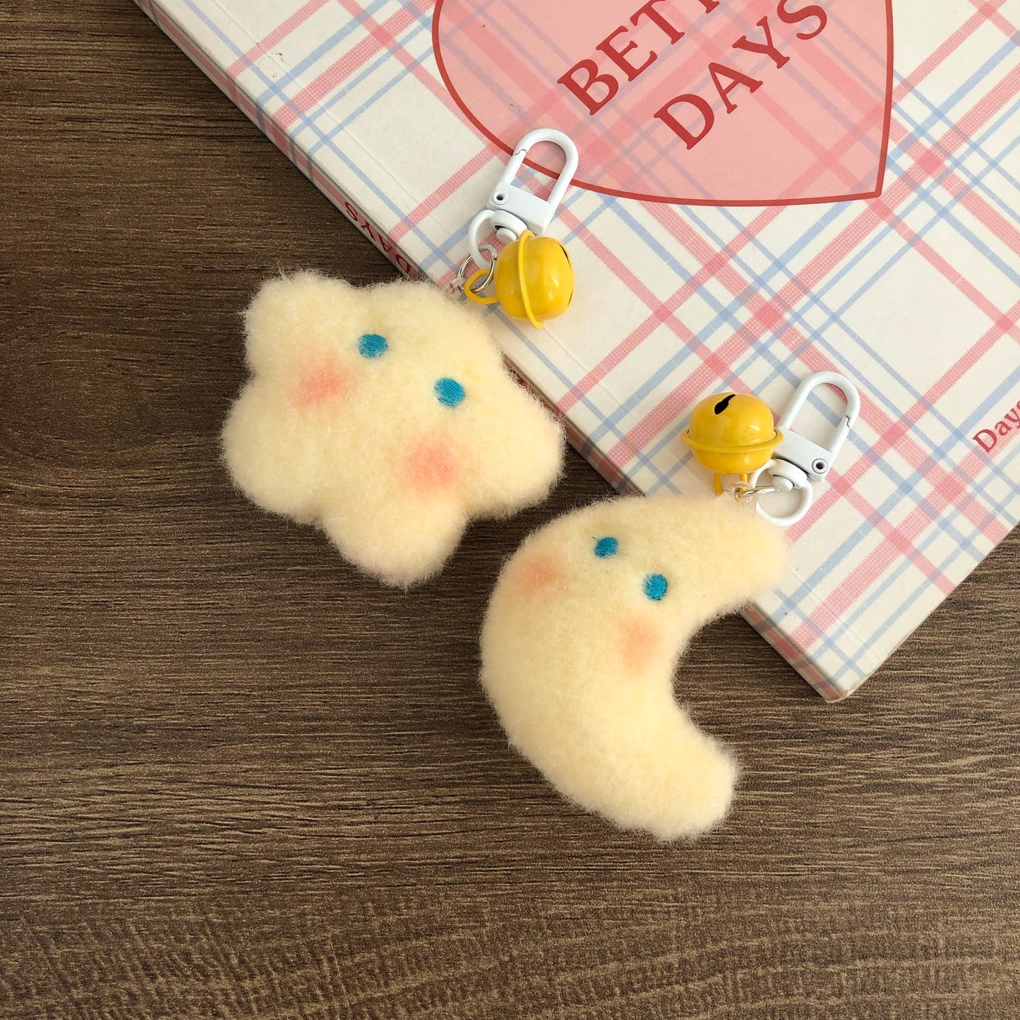 sunflowerden Fluffy Stars & Moon Charm—Keychain