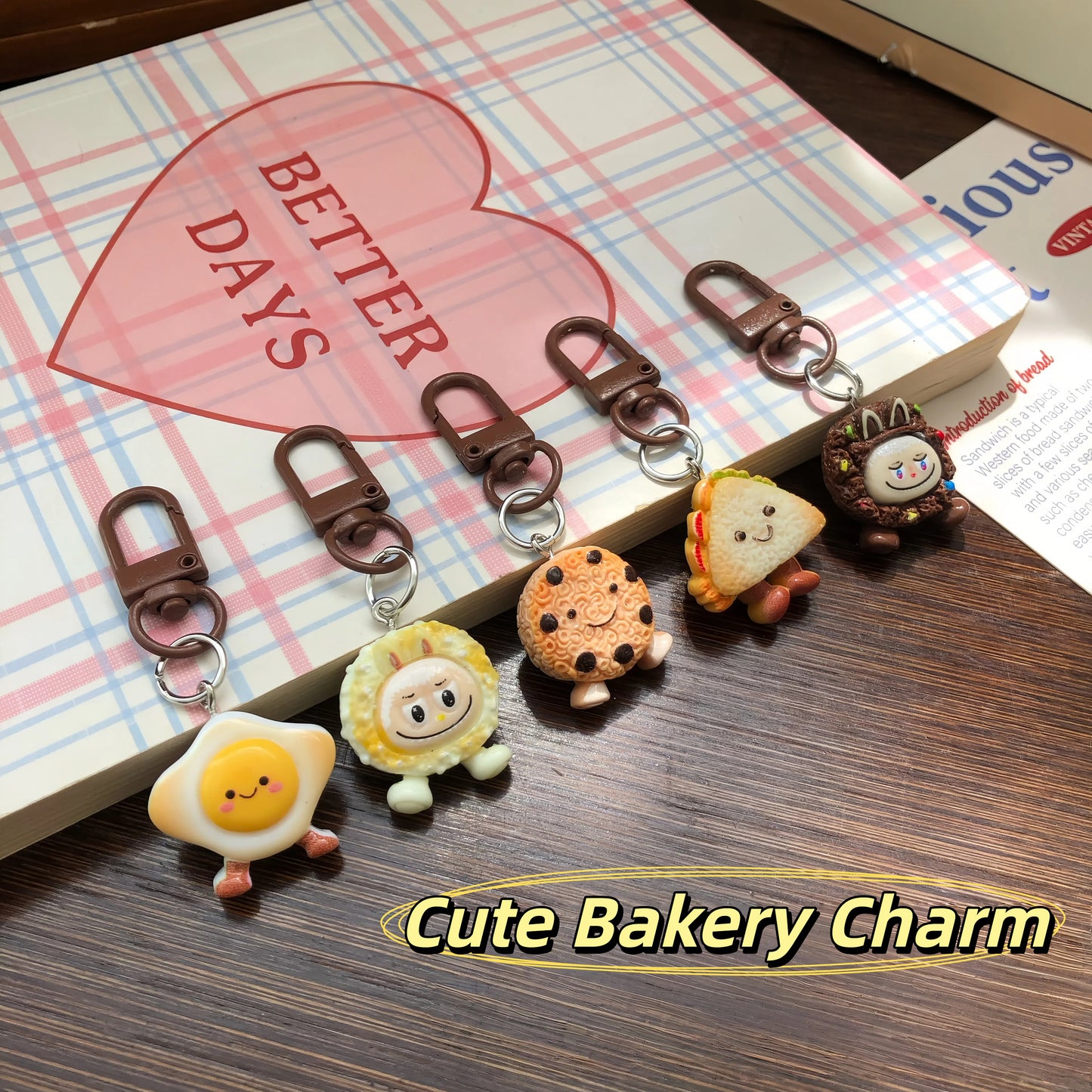 Cute Bakery Charm — Keychain & Bag Charm, Pairs with Custom Letter Lanyard