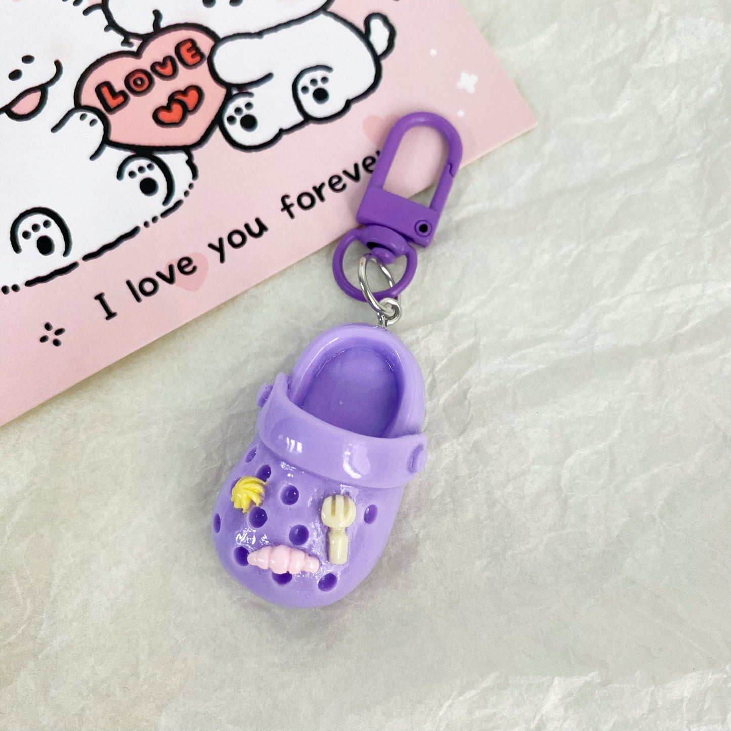 Cute Clog Shoe Charm — Keychain & Bag Charm, Pairs with Custom Letter Lanyard