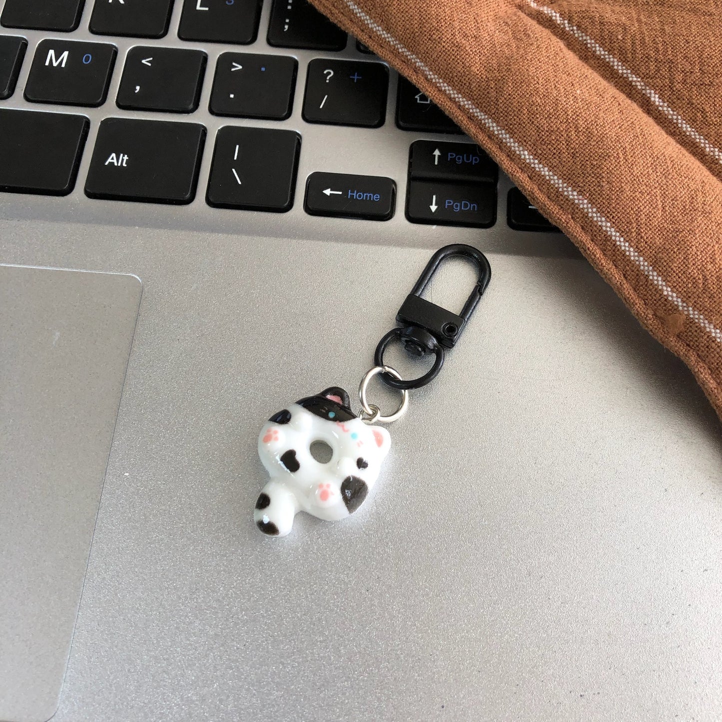 Cute Cat Donut Charm — Keychain & Bag Charm, Pairs with Custom Letter Lanyard