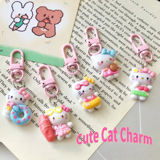 Cute Kitty Charm — Keychain & Bag Charm, Pairs with Custom Letter Lanyard