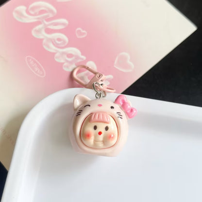 Cute Dress-Up Doll Charm — Keychain & Bag Charm, Pairs with Custom Letter Lanyard