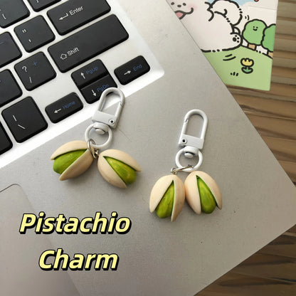 Cute Pistachio Charm — Keychain & Bag Charm, Pairs with Custom Letter Lanyard