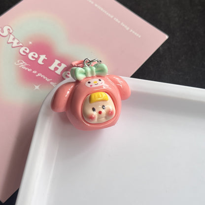 Cute Dress-Up Doll Charm — Keychain & Bag Charm, Pairs with Custom Letter Lanyard