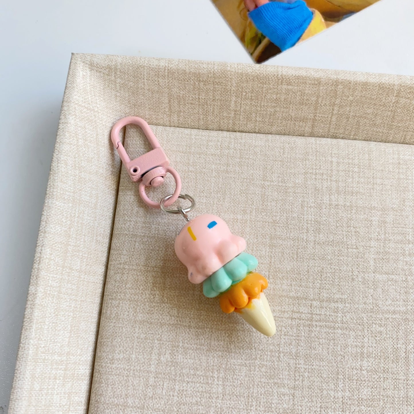 Cute Ice Cream Charm — Keychain & Bag Charm, Pairs with Custom Letter Lanyard