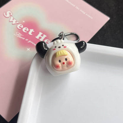 Cute Dress-Up Doll Charm — Keychain & Bag Charm, Pairs with Custom Letter Lanyard