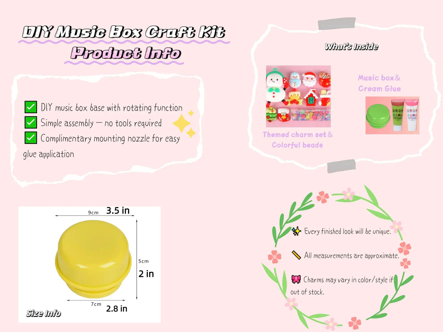 DIY Music Box Craft Kit – Cream Glue & Decorative Charms Set