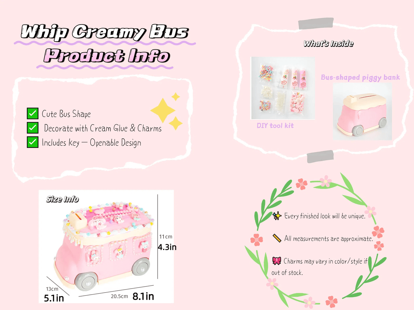 DIY Cream Glue Piggy Bank Kit – Kids Bus Edition | Decorate with Charms & Save in Style