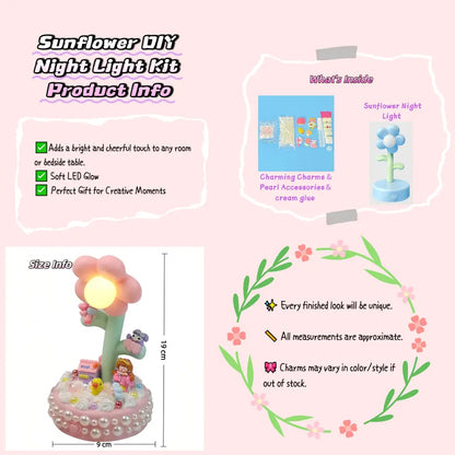 Sunflower DIY Night Light Kit – Soft Glow with Cream Glue & Charms
