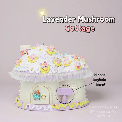 DIY Cream Glue Mushroom House Piggy Bank – Creative Craft Kit with Charms & Lace